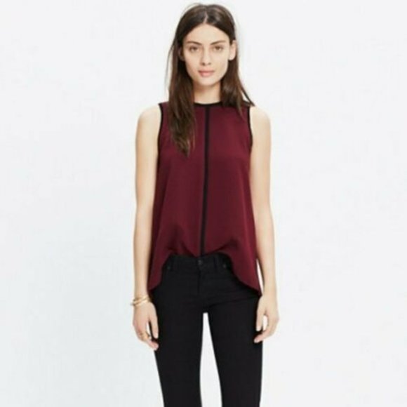 NWT Madewell Crepe Canal Tank Top Maroon - Picture 2 of 6